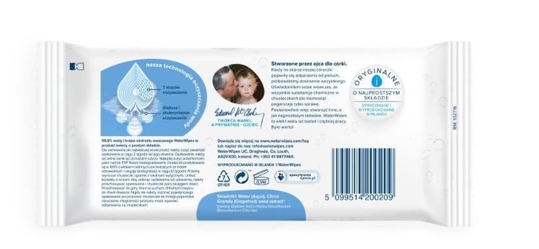 WaterWipes, BIO, chusteczki nawilżane, 60 szt.