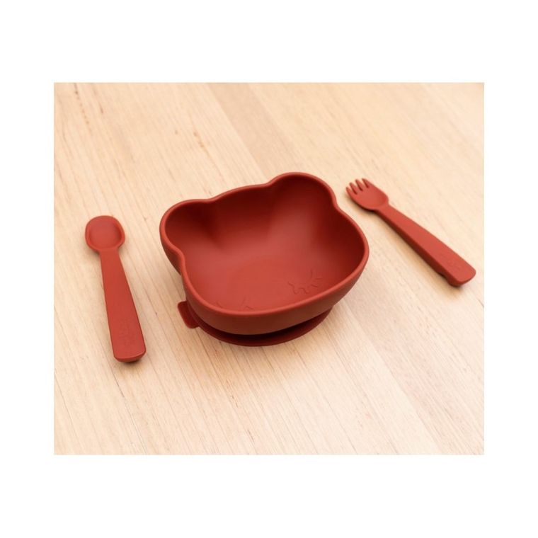 We Might Be Tiny, Miś, silikonowa miseczka z przyssawką i pokrywką, rust