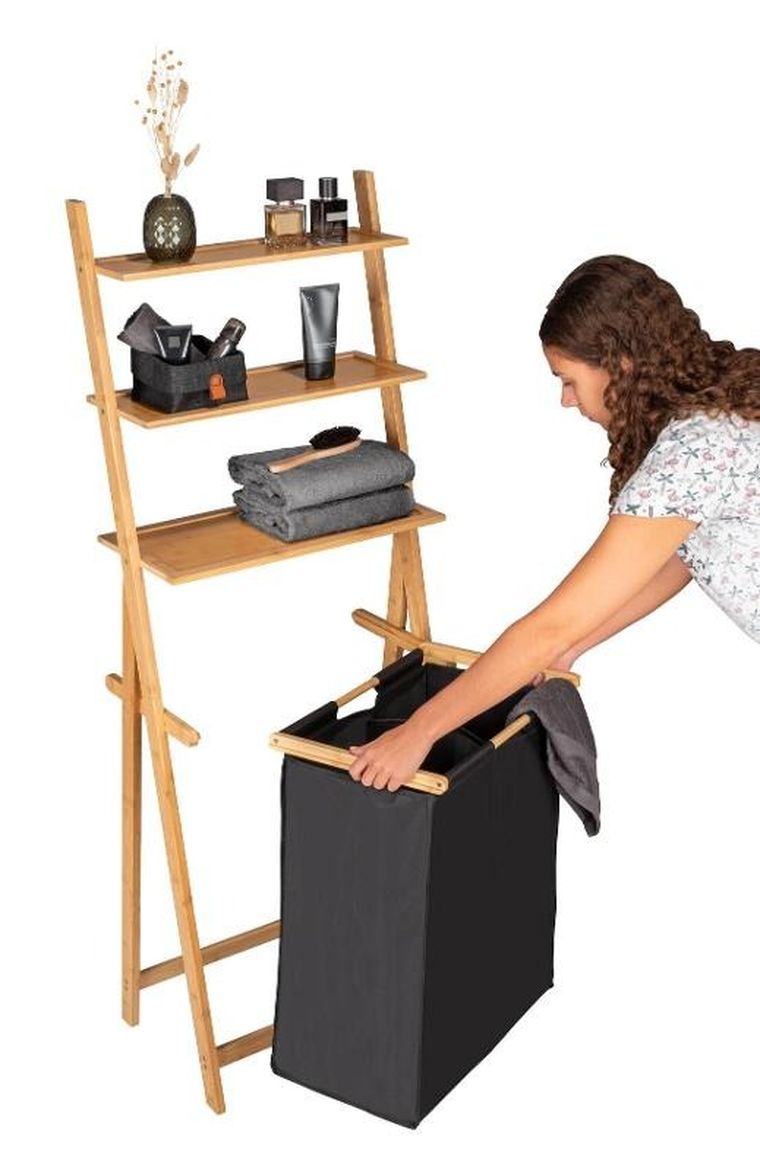 Wenko, Ecori, regał drabinka z koszem na pranie
