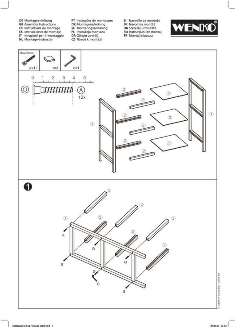 Wenko, Fondi, półka, 3-poziomowa, drewno akacji