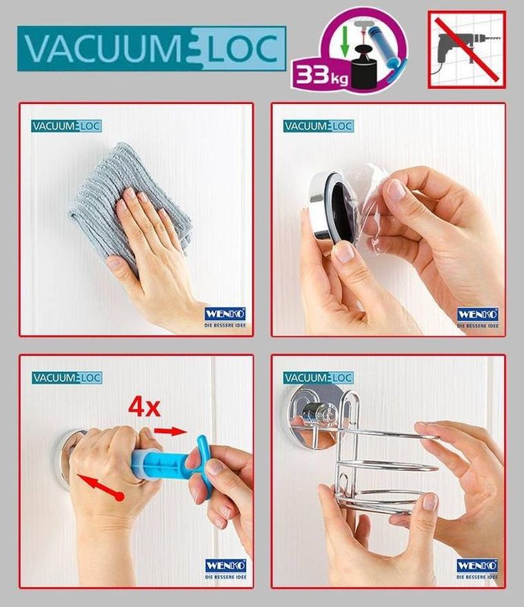 Wenko, półka pod prysznic, Vacuum-Loc, metalowa