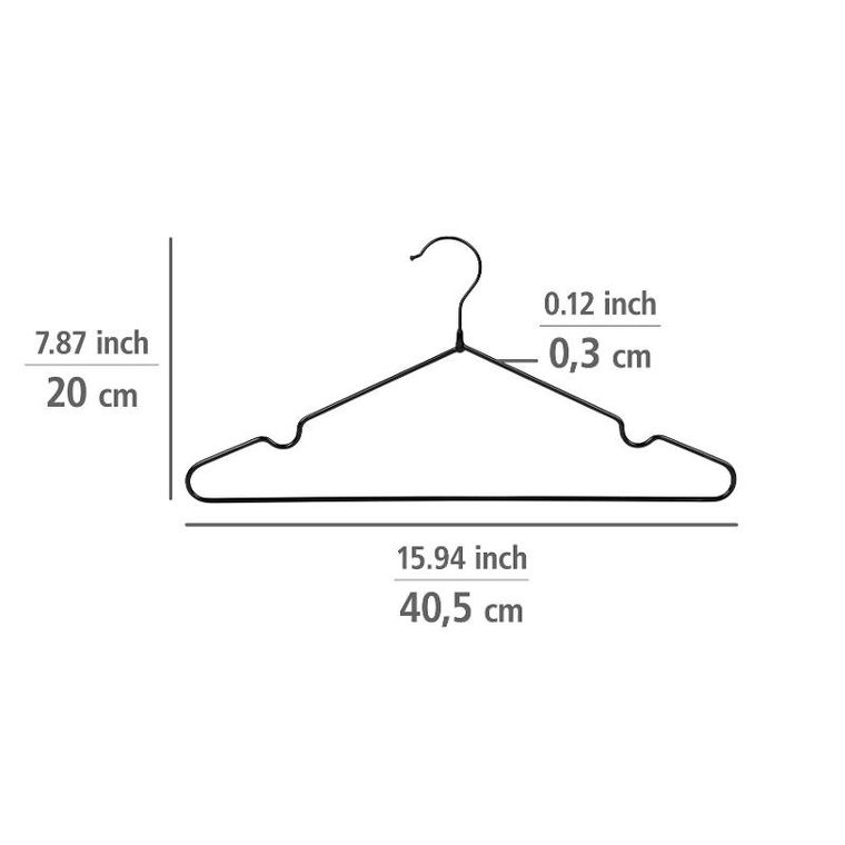 Wenko, Sascha, wieszaki na ubrania z powłoką antypoślizgową, 20-40,5 cm, 20 szt.