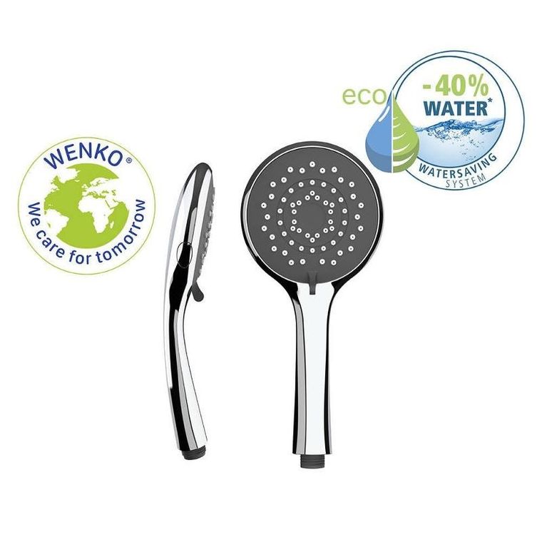 Wenko, słuchawka prysznicowa z funkcją oszczędzania wody, Ø 11 cm, 5 strumieni