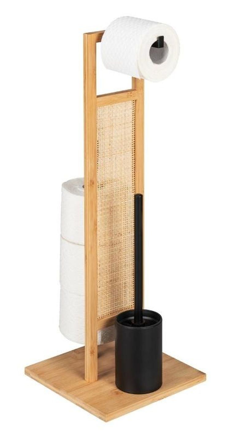 Wenko, stojak na papier toaletowy i szczotkę wc, Rivalta, 3w1, bambus