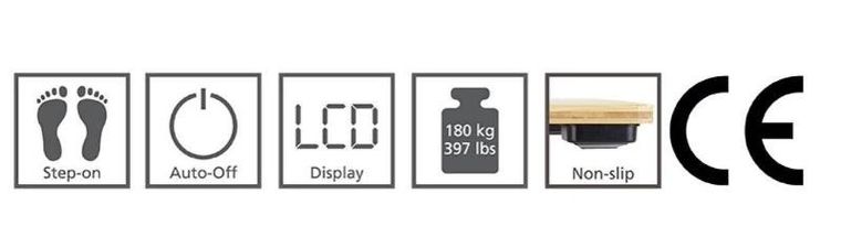 Wenko, waga łazienkowa elektroniczna, bambusowa, 30-30 cm