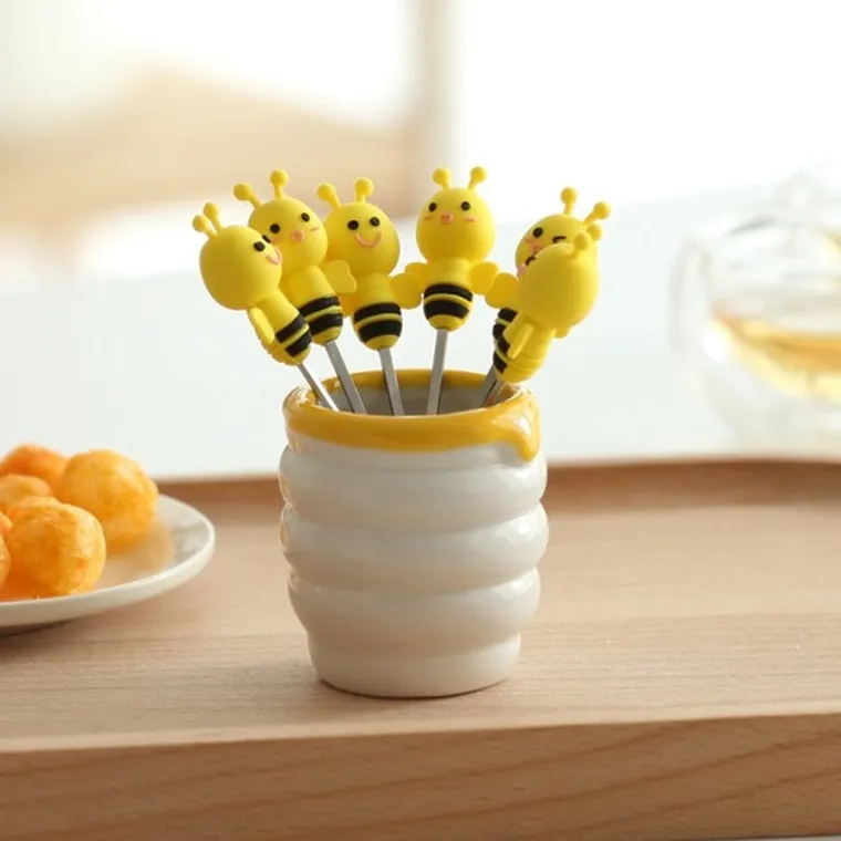 Widelczyki do koreczków, pszczółki, 6 szt.