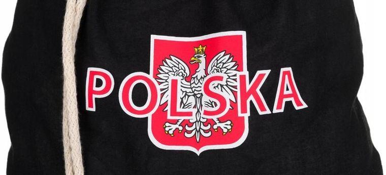 Worek z motywem patriotycznym, bawełniany, czarny