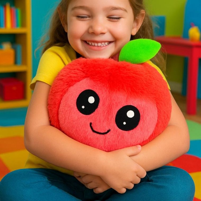 Xqmax, piłka pluszowa emoji, owoc, czerwona, 23 cm