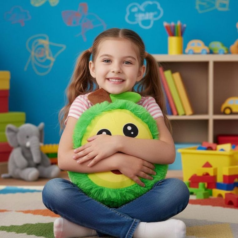 Xqmax, piłka pluszowa emoji, owoc, zielona, 23 cm