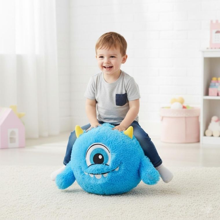 Xqmax, piłka pluszowa emoji z rączkami, niebieska, 40 cm