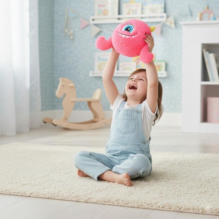 Xqmax, piłka pluszowa emoji z rączkami, różowa, 23 cm