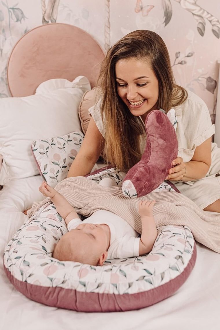 Yoonco, Flower, Ptaszek, poduszka dziecięca, mini, róż