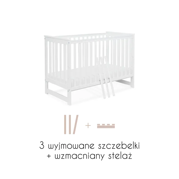 Yoonco, IWI, łóżeczko drewniane z barierką, białe