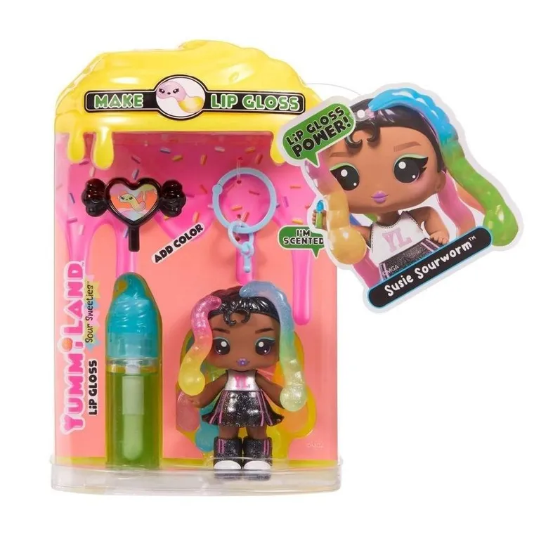 Yummilang, Lip Glos Sour Sweeties, laleczka + pachnący błyszczyk DIY do ust
