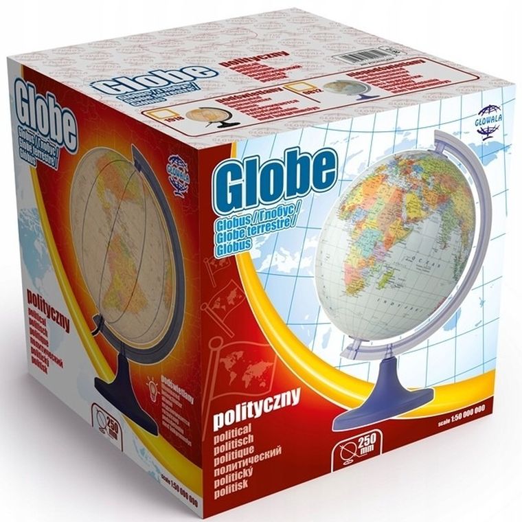 Zachem, globus polityczny, podświetlany, średnica 25 cm