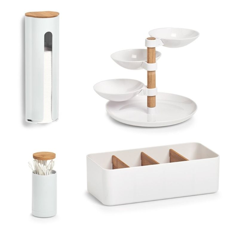 Zeller, pojemnik na płatki kosmetyczne, 8-25 cm, biały