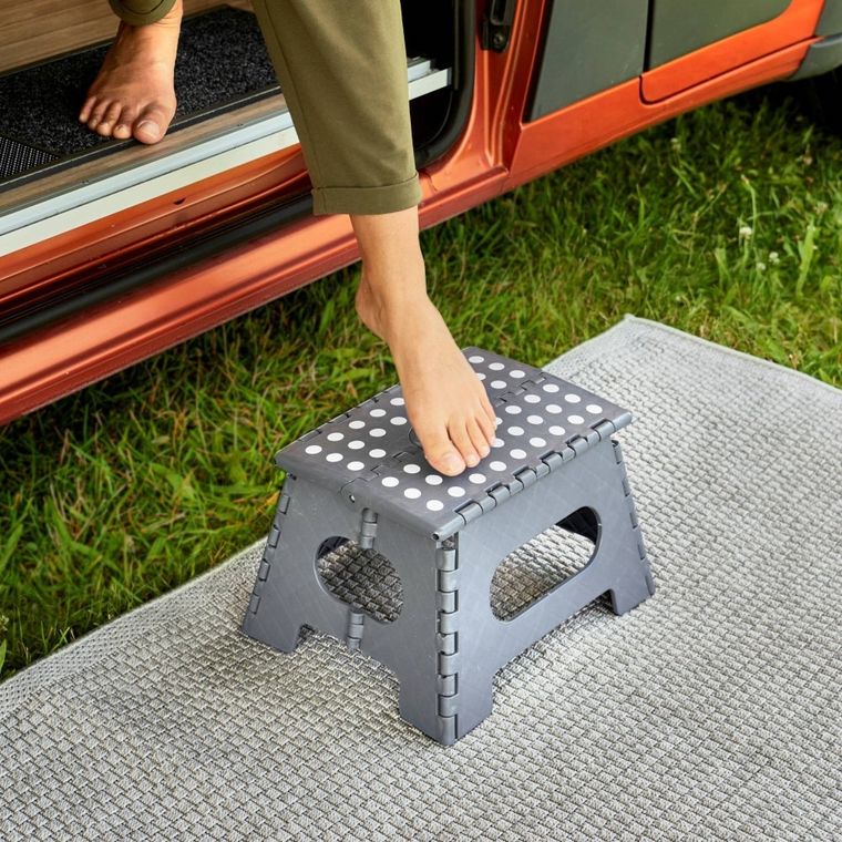 Zeller, składany stołek antypoślizgowy, 35-28-22 cm, ciemno-szary