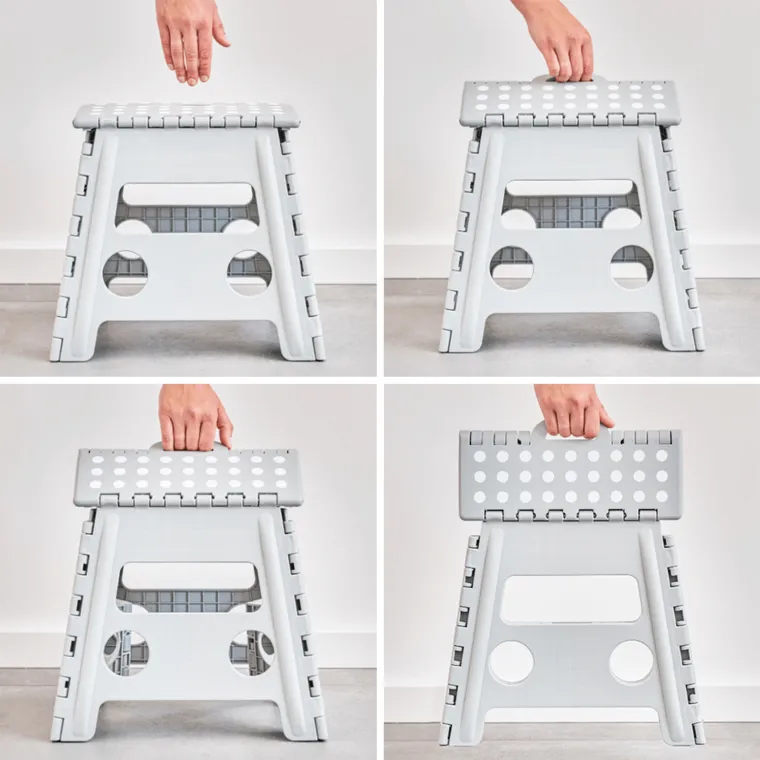 Zeller, składany stołek antypoślizgowy, 35-28-22 cm, jasno-szary