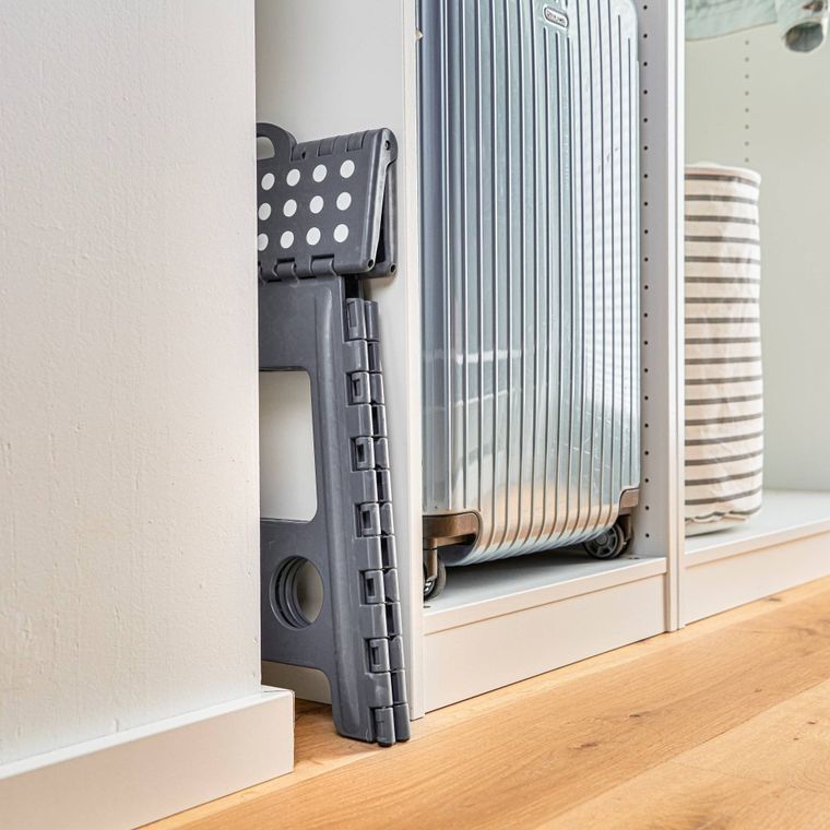 Zeller, składany stołek antypoślizgowy, 37-30-32 cm, ciemno-szary