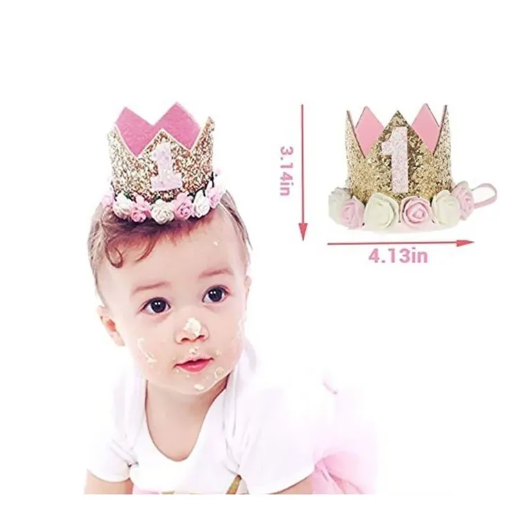 Zestaw balonów urodzinowych na roczek dla dziewczynki, różowy