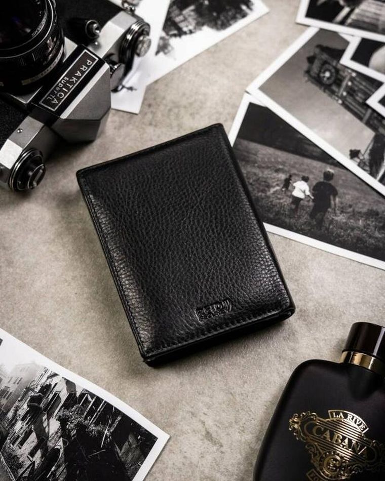 Zestaw: Portfel, Brelok, czarny, skórzany, RFID, Peterson