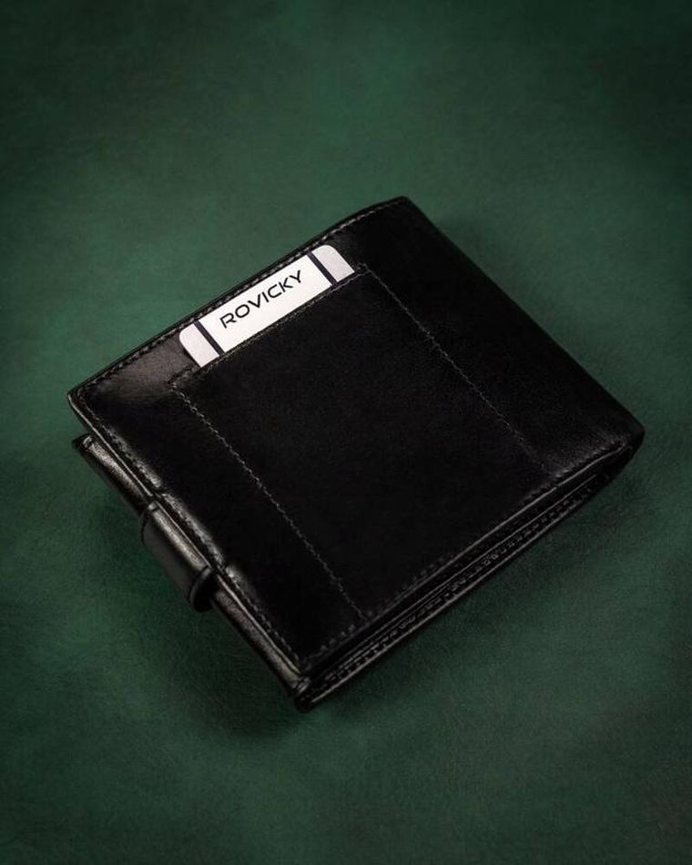 Zestaw: Portfel, Brelok, czarny, skórzany, RFID, Rovicky