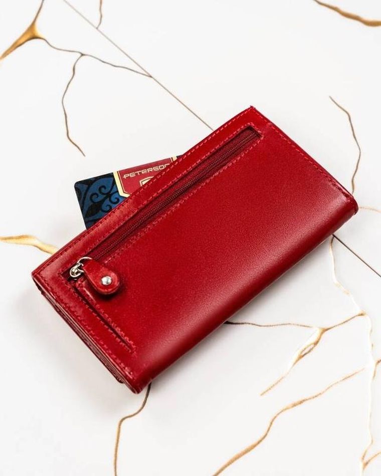 Zestaw: Portfel, Brelok, czerwony, skórzany, RFID, Peterson