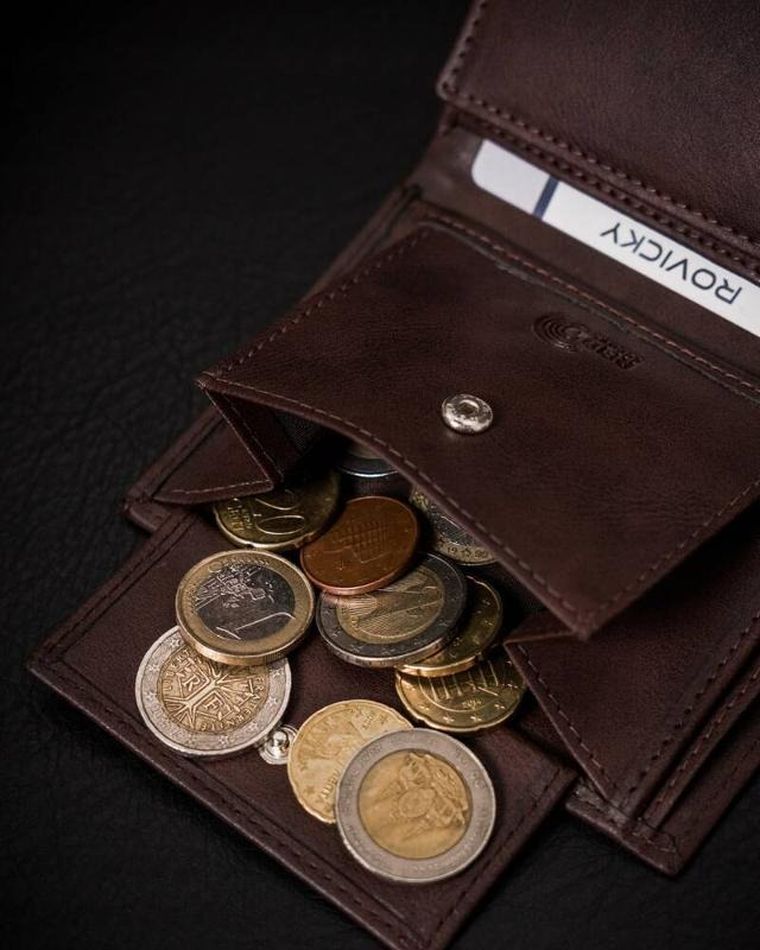 Zestaw: Portfel, Pasek, brązowy, skóra ekologiczna, RFID, Rovicky