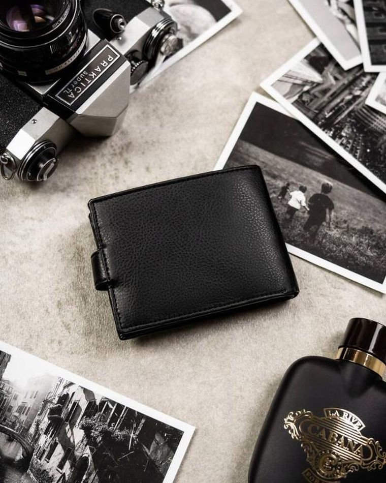 Zestaw prezentowy: Portfel, Brelok, czarny, skóra ekologiczna, RFID, Rovicky