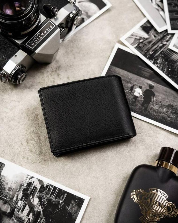 Zestaw prezentowy: Portfel, Brelok, czarny, skóra ekologiczna, RFID, Rovicky