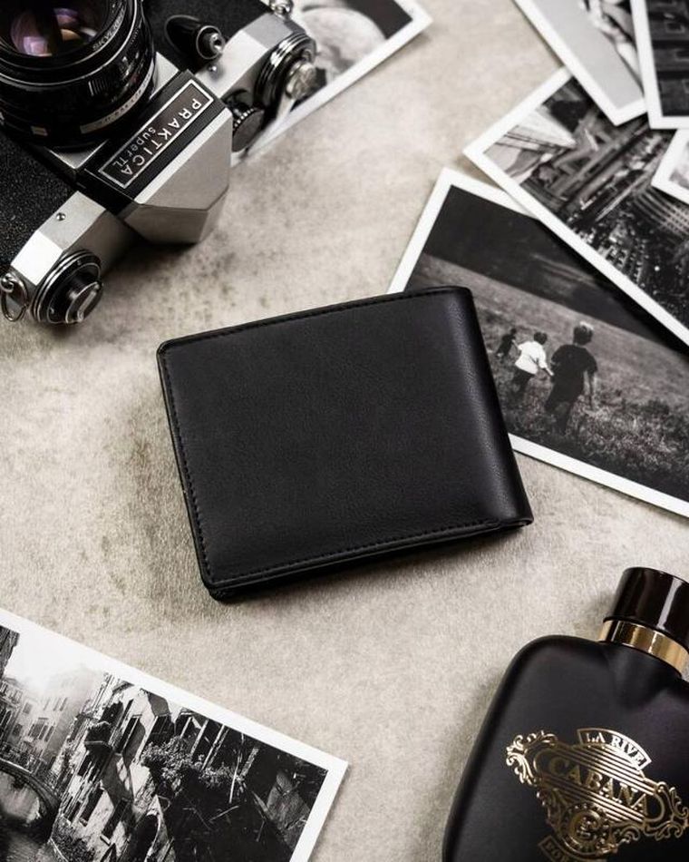 Zestaw prezentowy: Portfel, Brelok, czarny, skóra ekologiczna, RFID, Rovicky