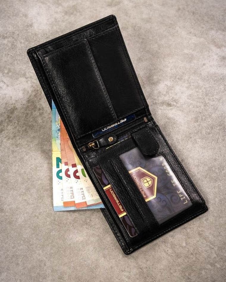 Zestaw prezentowy: Portfel, Brelok, czarny, skórzany, Peterson