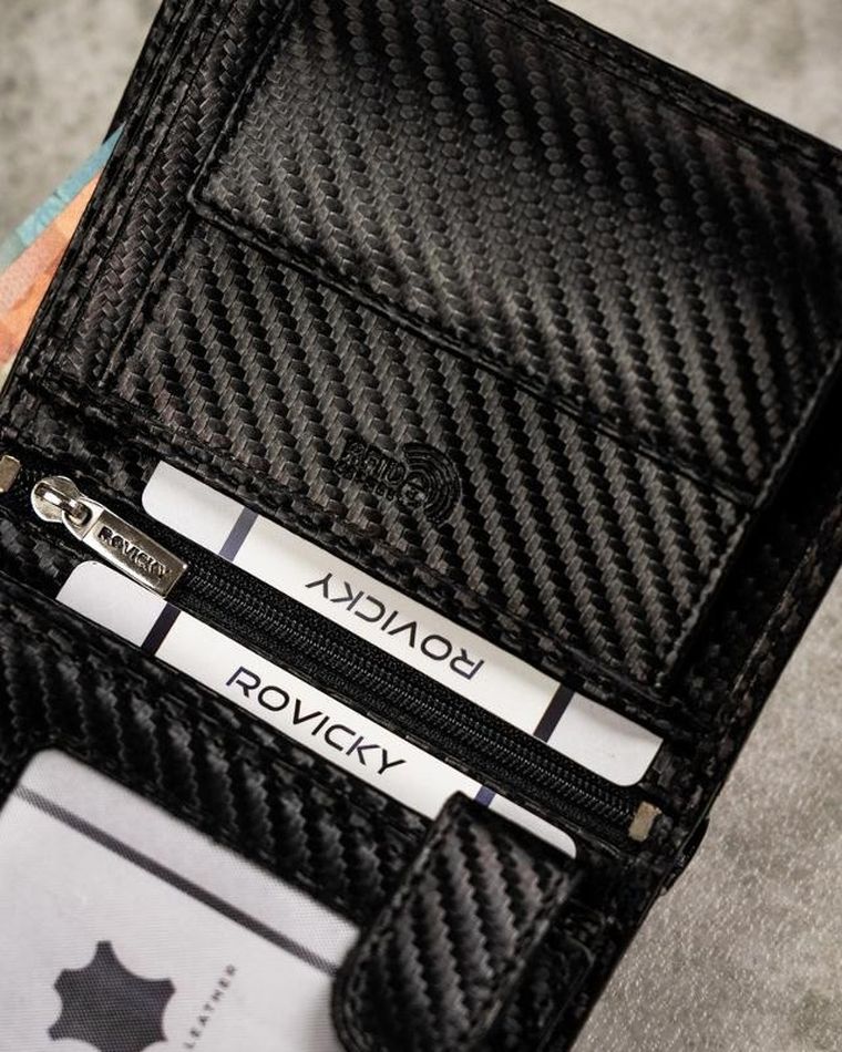 Zestaw prezentowy: Portfel, Brelok, czarny, skórzany, Rovicky