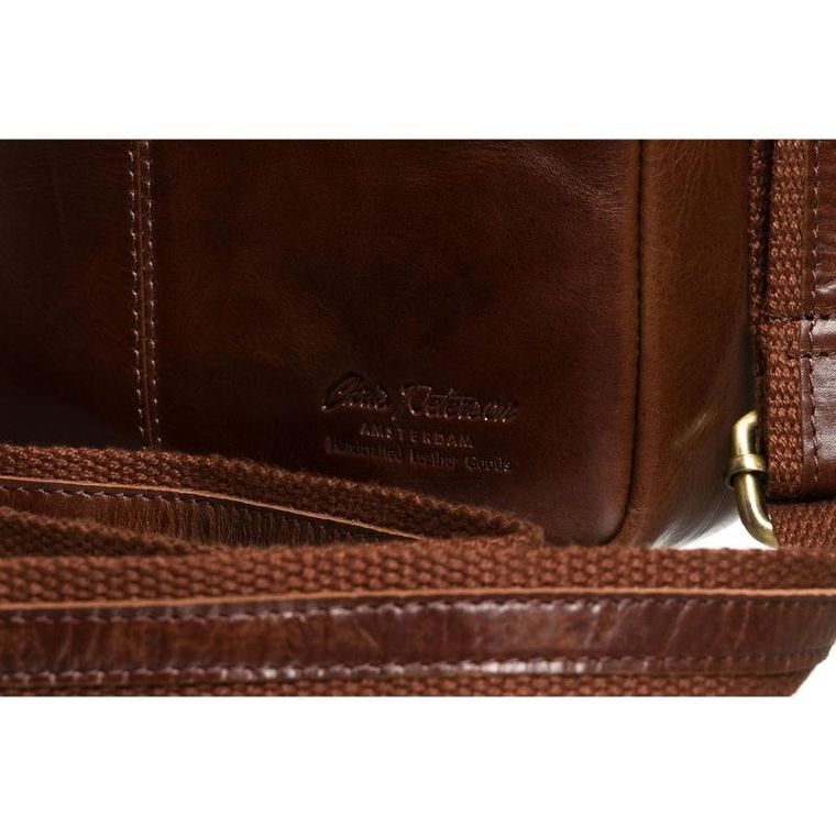 Zestaw, Torba listonoszka, Etui na klucze, brązowy, skórzany, Peterson