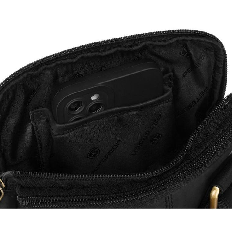 Zestaw, Torba listonoszka, Etui na klucze, czarny, skórzany, Peterson