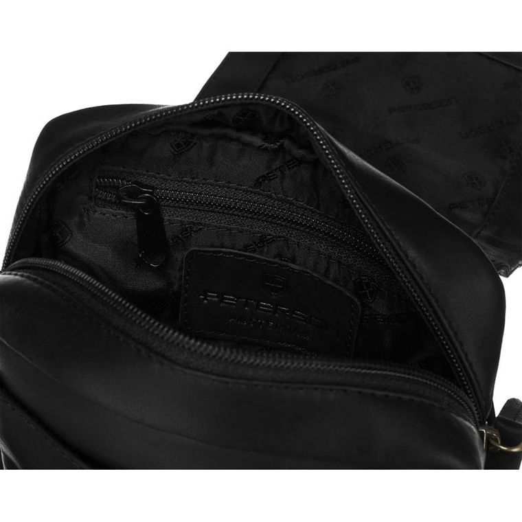 Zestaw, Torba listonoszka, Etui na klucze, czarny, skórzany, Peterson