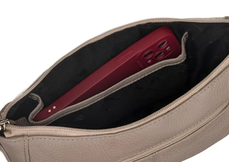 Zestaw: Torebka skórzana, Portfel, beżowy, Peterson