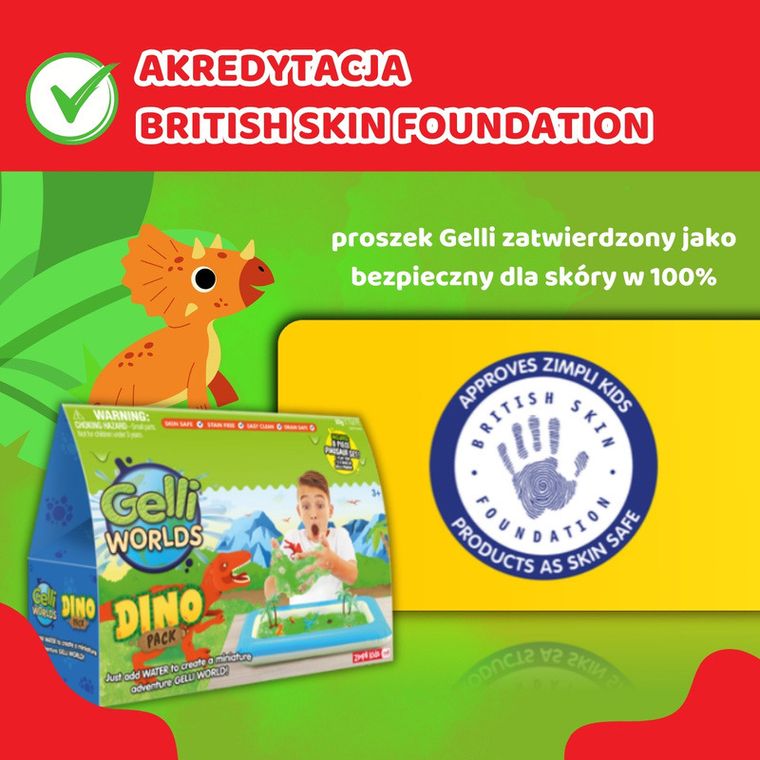 Zimpli Kids, Gelli Worlds Dino Pack, zestaw do tworzenia gelli z figurkami i tacą
