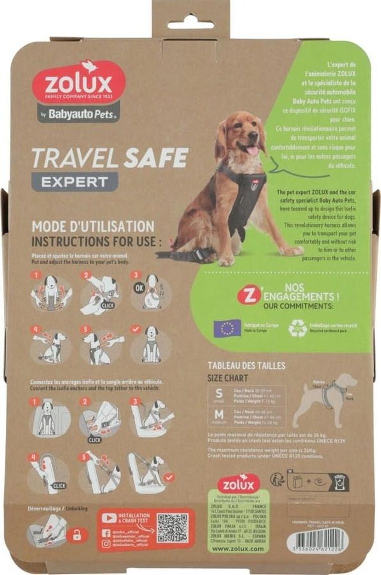 Zolux, Travel Safe, szelki dla psa, rozmiar M, czarne