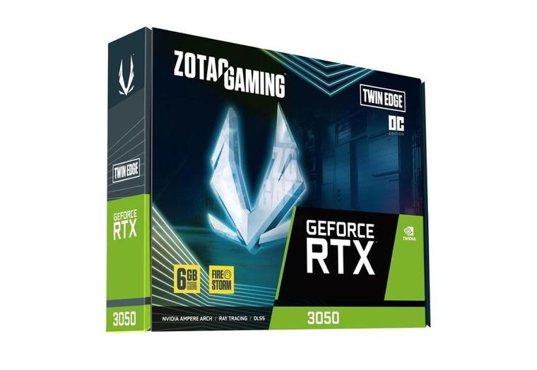 Zotac, GeForce, karta graficzna, RTX 3050 6GB TWIN EDGE OC GDDR6, 96bit, 1477/14000, HDCP, Three DP, HDMI, Lite Pack