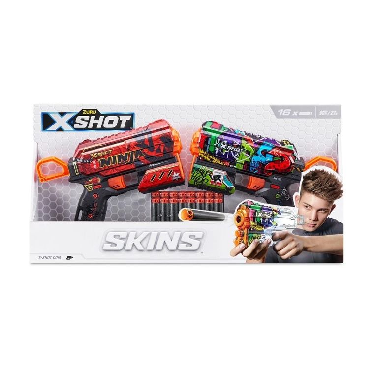 Zuru, X-shot, Skins Flux, zestaw wyrzutni, 16 strzałek