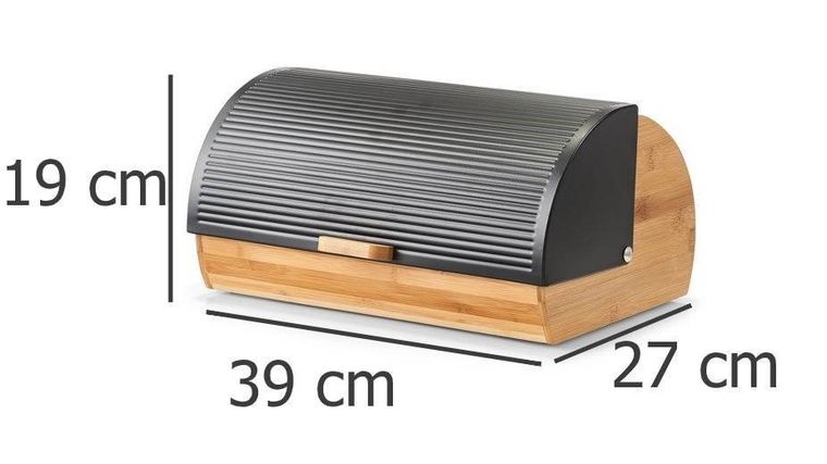 5five Simply Smart, chlebak bambusowy z czarną pokrywą, 39 cm