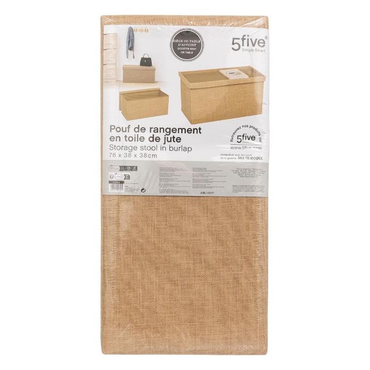5five Simply Smart, Juta, podłużna pufa, składana, 31-31 cm