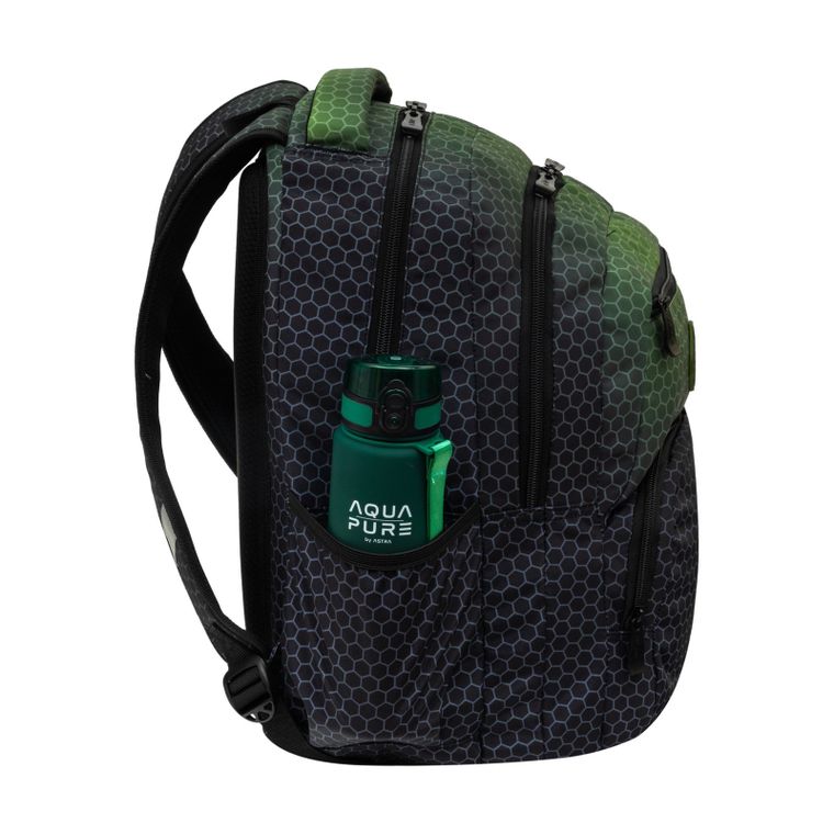 Abag, plecak szkolny, 3-komorowy, hexagon green ombre