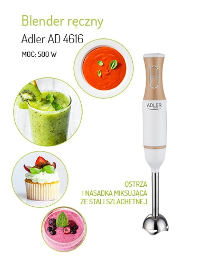 Adler, blender ręczny AD 4616, biało-złoty, 500 W