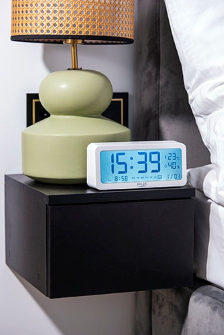 Adler, budzik na baterie, biały, AD 1195W