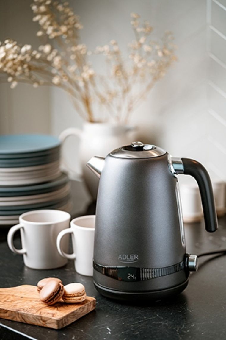 Adler, czajnik metalowy z LCD & regulacją temperatury, 1,7l