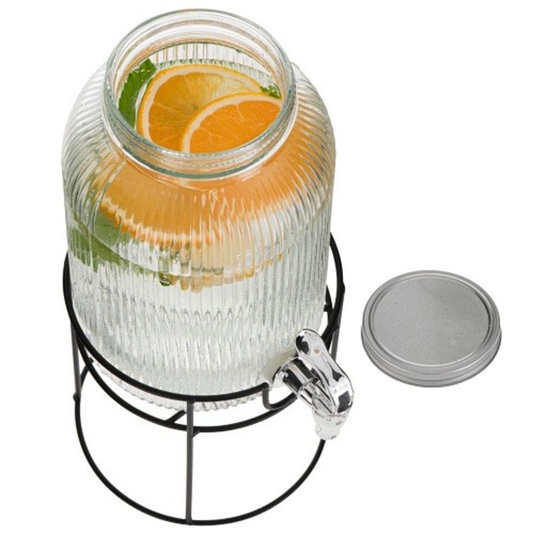 Adler, słój do napojów z kranikiem i stojakiem, szklany, 4l