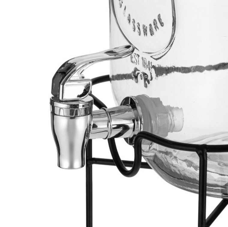 Adler, słój do napojów z kranikiem i stojakiem, szklany, 4l