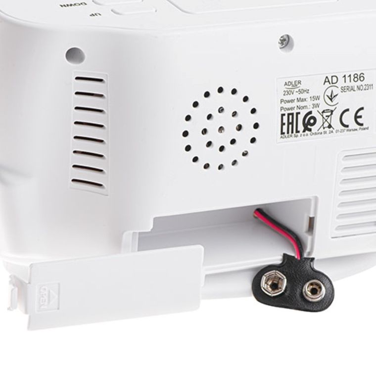 Adler, zegar z budzikiem, pomiarem temperatury i wilgotności